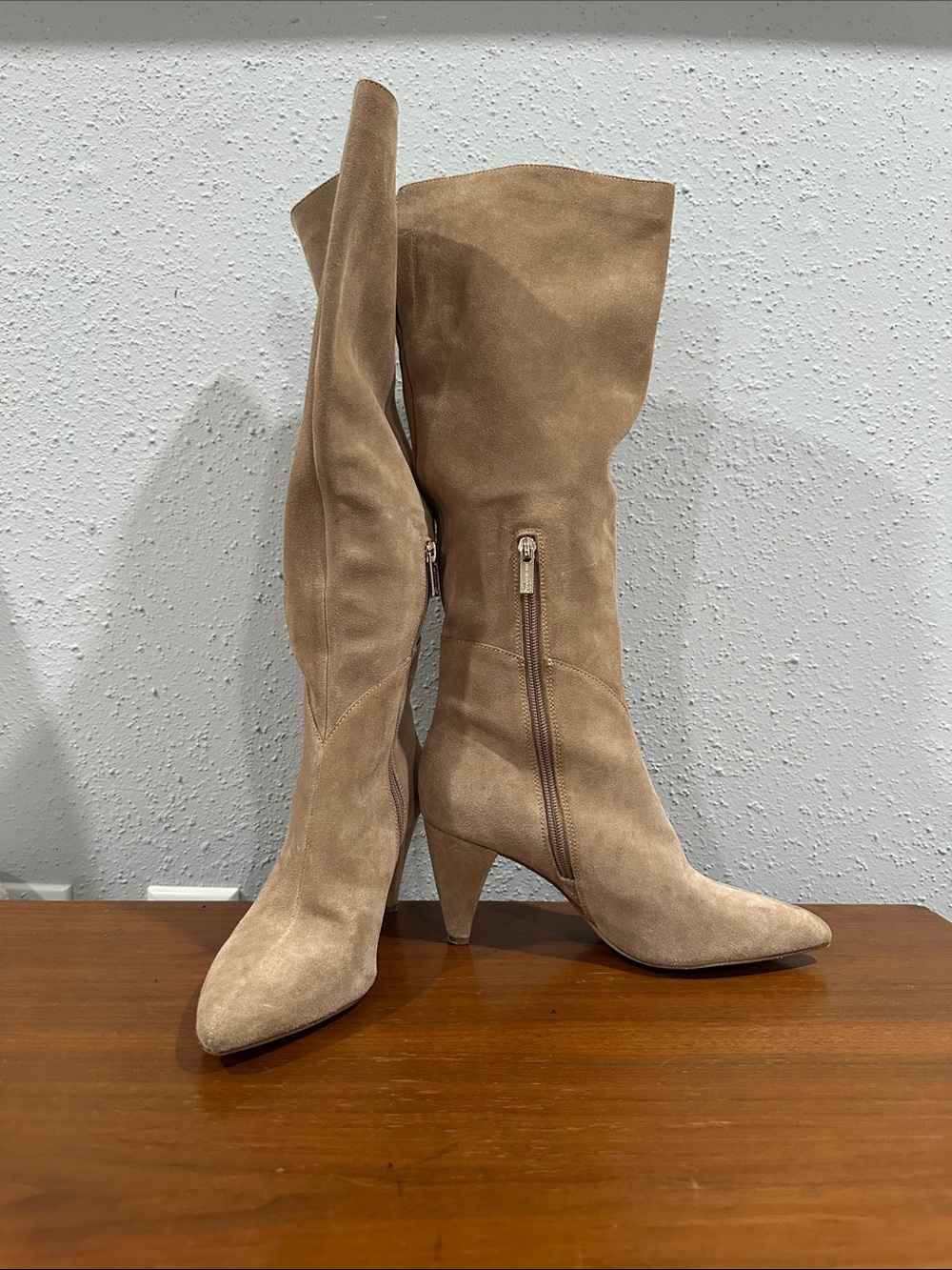 Jessica Simpson Tan Suede Knee-High Pointed Toe Boots